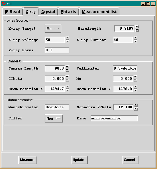 X Ray Input File Format Example Illustration 3.4.3 XG Condition Input Screen